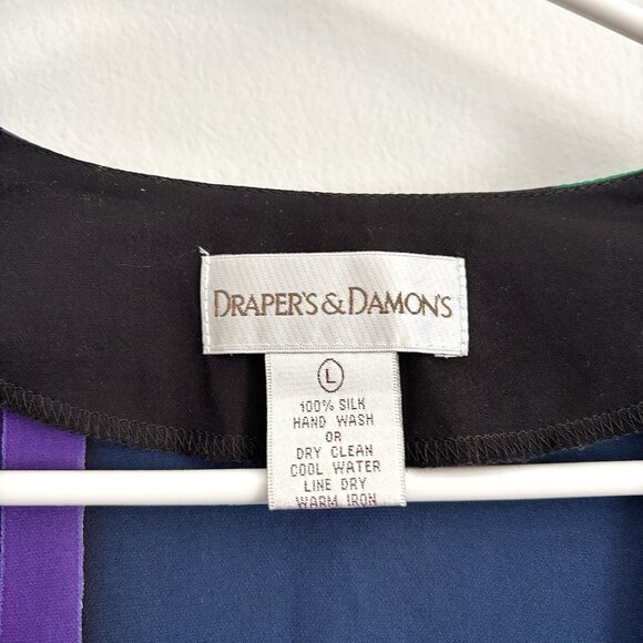 NEW Drapers & Damons Blue and Purple Silk Kimono Front Clasp Women’s Size Large - Picture 4 of 8